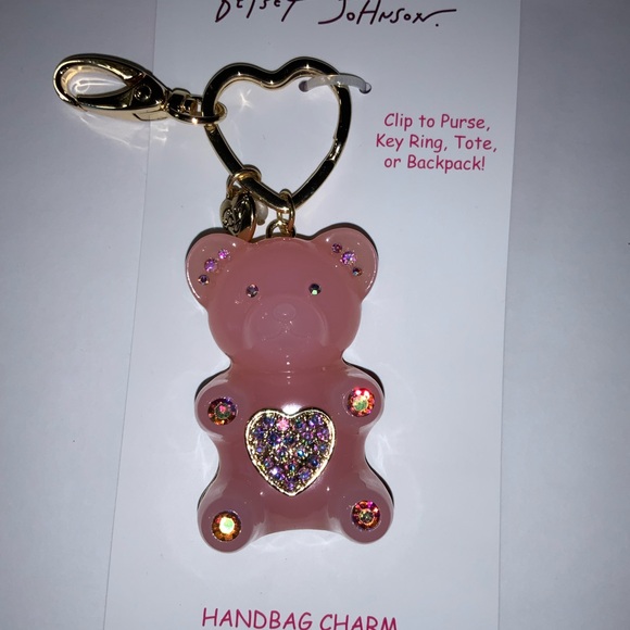 BETSEY JOHNSON NIP LARGE PINK GUMMIE BEAR KEYCHAIN/PURSE CHARM - Picture 6 of 12